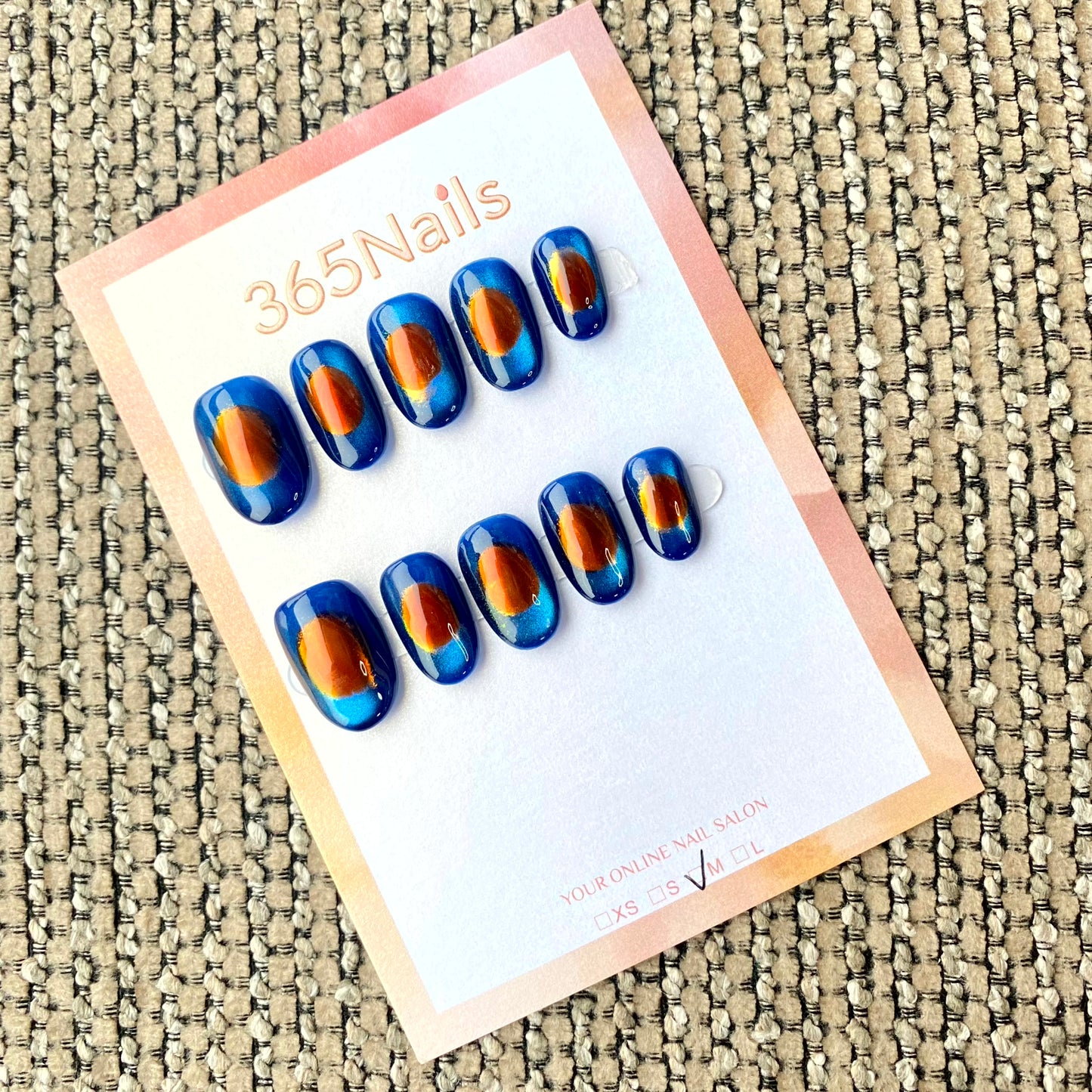 365nails: "Amber Eye" – Blue Cat-Eye & Amber Spot Handmade Squoval Nails