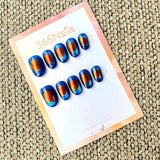 365nails: "Amber Eye" – Blue Cat-Eye & Amber Spot Handmade Squoval Nails