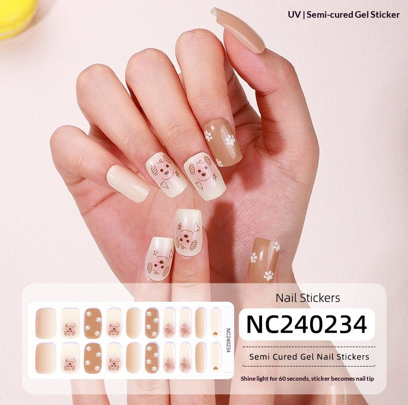 Semi-Cured Gel Nail Strips French Holiday Christmas Halloween Mix Designs (MOQ=3)