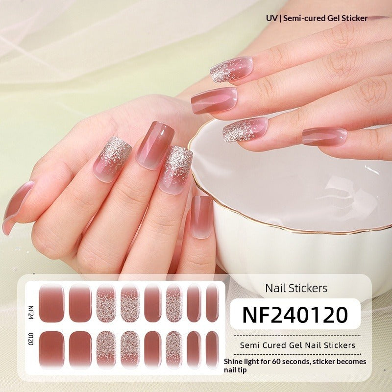 Semi-Cured Gel Nail Strips 3D Foil Heart Glossy Design (MOQ=3)