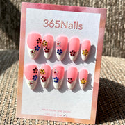 365nails: "Festa no Jardim" – Unhas Postiças em Gel 3D Florais Artesanais Formato Amendoado
