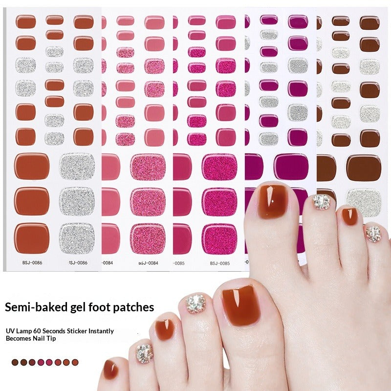 Semi-Cured Gel Nail Strips Minimal Solid Color Glitter Mismatch Design (MOQ=3)