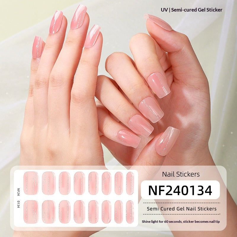 Semi-Cured Gel Nail Strips 3D Foil Heart Glossy Design (MOQ=3)