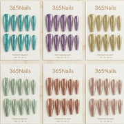 "Bold Long Coffin" - Glitter Handmade Nails (6 Colors Available)