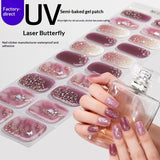 Semi-Cured Gel Nail Strips Foil Laser Gold Shimmer Glossy Set (MOQ=3)