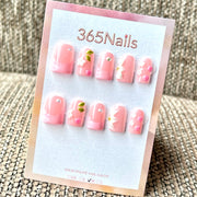 Rose floral manucure française - Vente en gros : ongles press-on ultra-doux, ajustement flexible, fait main (MOQ=100)