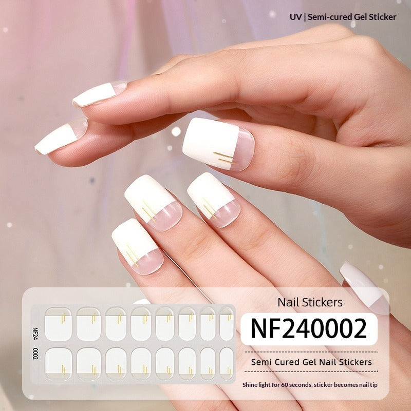 Semi-Cured Gel Nail Strips Classic French White Tip Natural Glossy Set (MOQ=3)