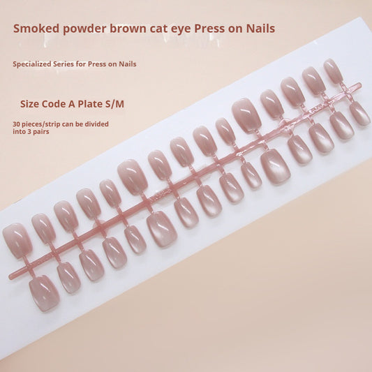 Nail Tips  prefabricated nail, sweet and simple pink-brown atmosphere, cat eye, , removable and wearable nail 30 pieces｜365nails