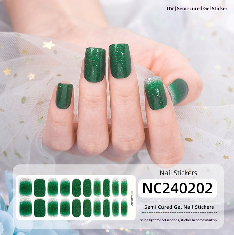 Semi-Cured Gel Nail Strips Fine Glitter Shimmer Glossy Design (MOQ=3)