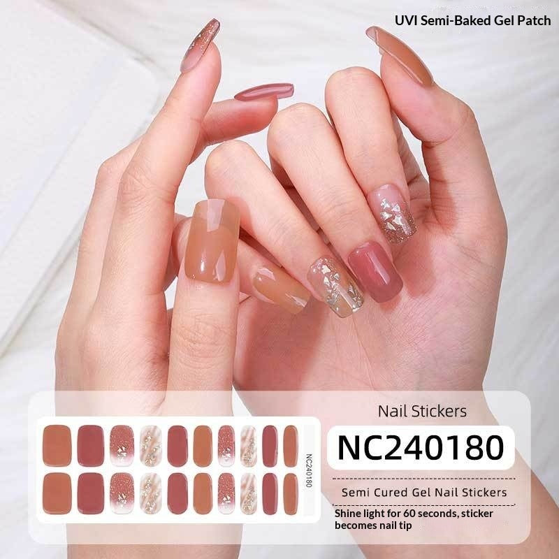 Semi-Cured Gel Nail Strips Foil Laser Gold Shimmer Glossy Set (MOQ=3)