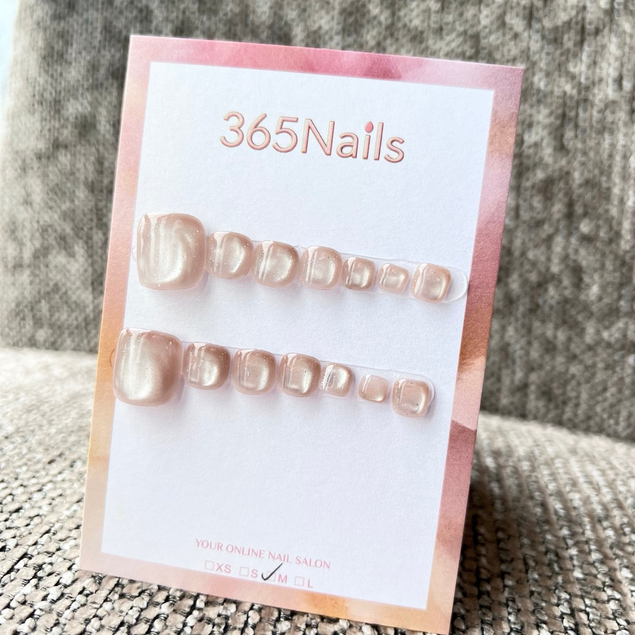 365nails: "glossy milky tea pearl" – handmade press-on pedicure