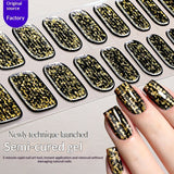 Semi-Cured Gel Nail Strips Brocade Sparkle Cloud Pattern Gold Glossy Set (MOQ=3)