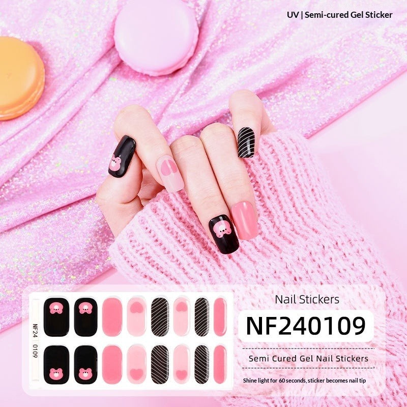 Semi-Cured Gel Nail Strips 3D Foil Glitter Glossy Design (MOQ=3)