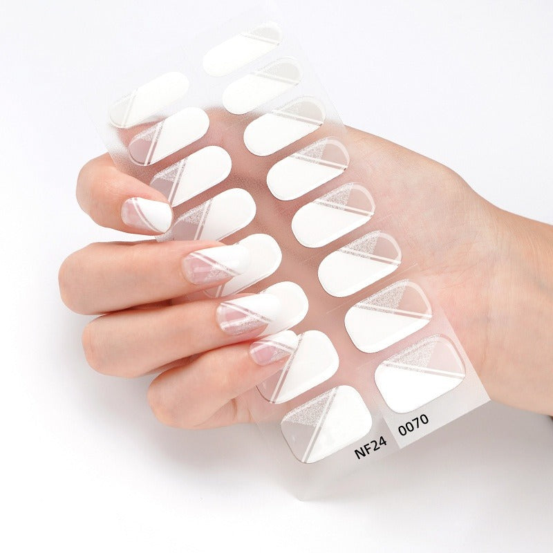 Semi-Cured Gel Nail Strips Classic French White Tip Natural Glossy Set (MOQ=3)