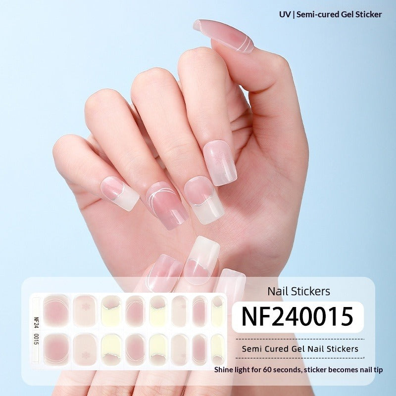 Semi-Cured Gel Nail Strips Classic French White Tip Natural Glossy Set (MOQ=3)