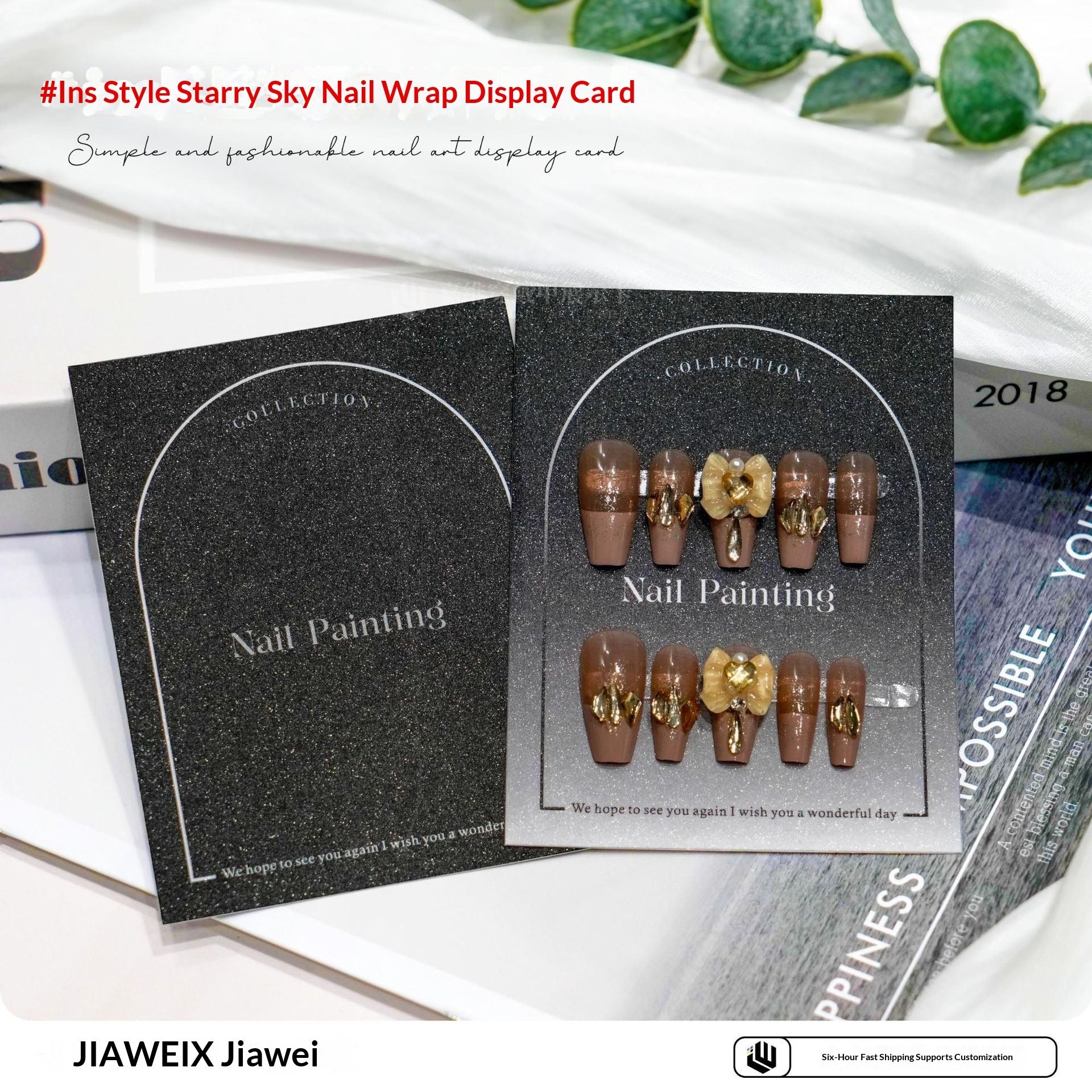 Galaxy Black Display Cards for Press On Nail Collections (MOQ=50)