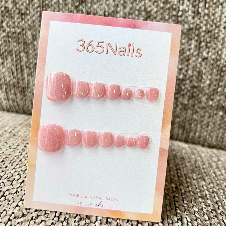 365nails: "로즈골드 파인 쉬머" – 수제 발톱용 프레스온 네일