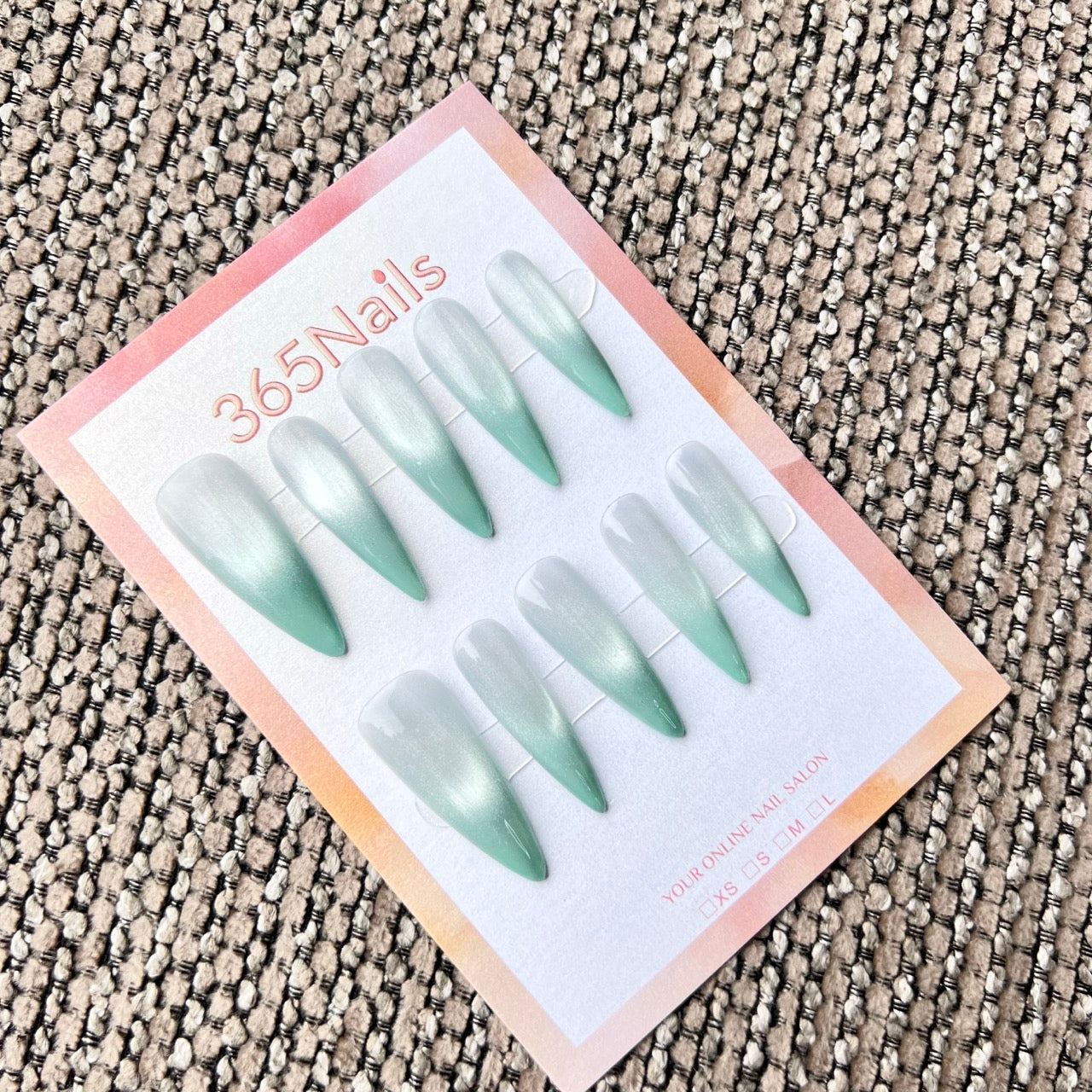 365Nails: "Mint Starlight Gradient" – handmade press-on nails (Fresh Elegant/Futuristic Tech)