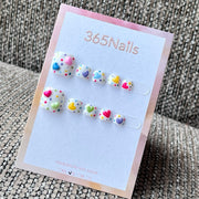 Rainbow Candy Heart Press-On Toenails