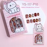 Children press on nails, cartoon 24-piece boxed finished product, sweet and cute children's removable fake nail patch manicure