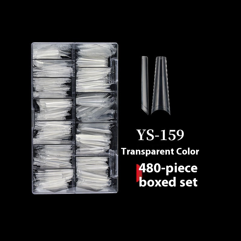 Embouts d’ongles allongeants — faux ongles super longs tête plate, demi‑autocollant, effet denim, forme trapèze press‑on — vente en gros (MOQ=3)