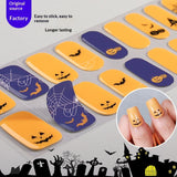 Semi-Cured Gel Nail Strips Halloween Pumpkin Glitter Design (MOQ=3)