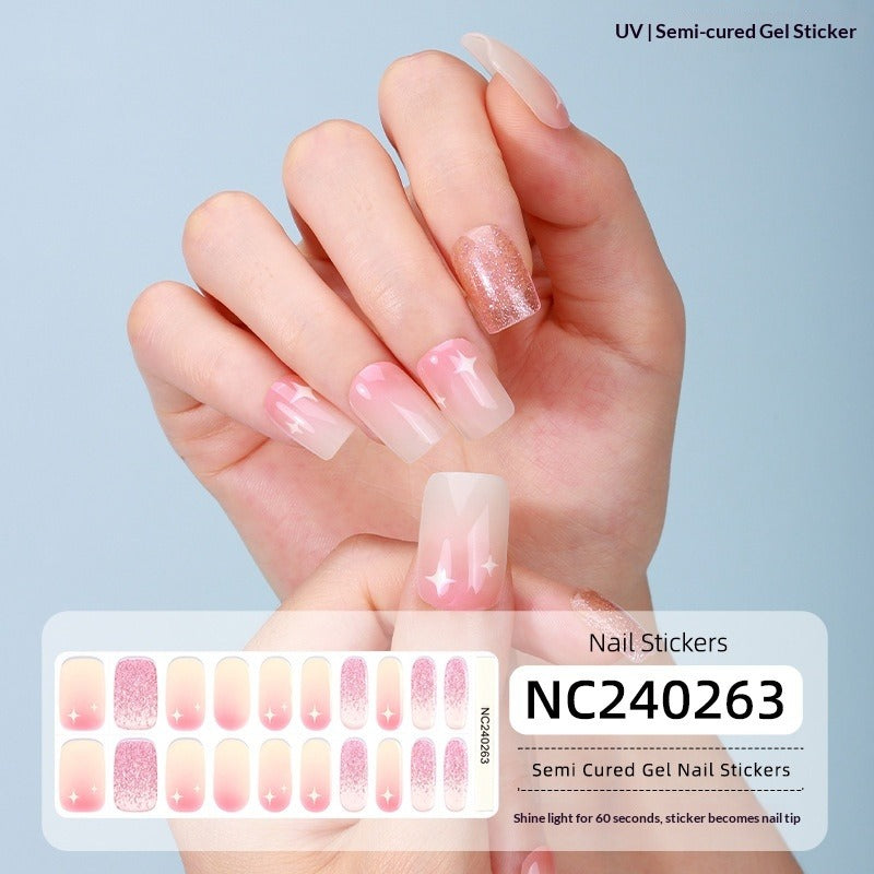Semi-Cured Gel Nail Strips Floral Star Heart Cow-Print Mix Design (MOQ=3)