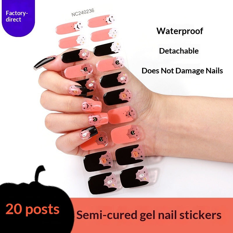 Semi-Cured Gel Nail Strips French Holiday Christmas Halloween Mix Designs (MOQ=3)