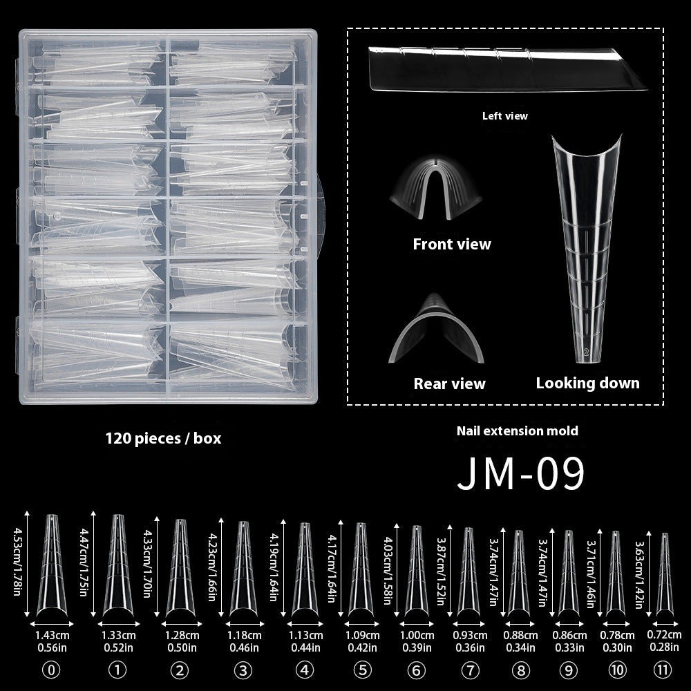 Nail Tips 120 transparent crystal nail molds, boxed with graduated crystal extension nail molds,  rapid phototherapy extension nail molds