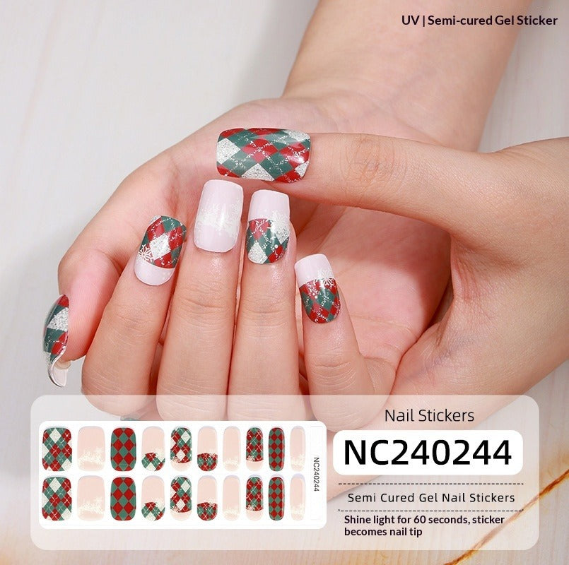 Semi-Cured Gel Nail Strips French Holiday Christmas Halloween Mix Designs (MOQ=3)