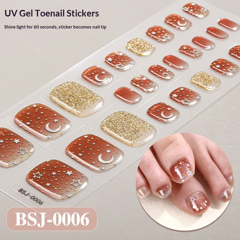Semi-Cured Gel Nail Strips Toe Nails 3D Foil Gradient Bloom Glossy Set (MOQ=3)
