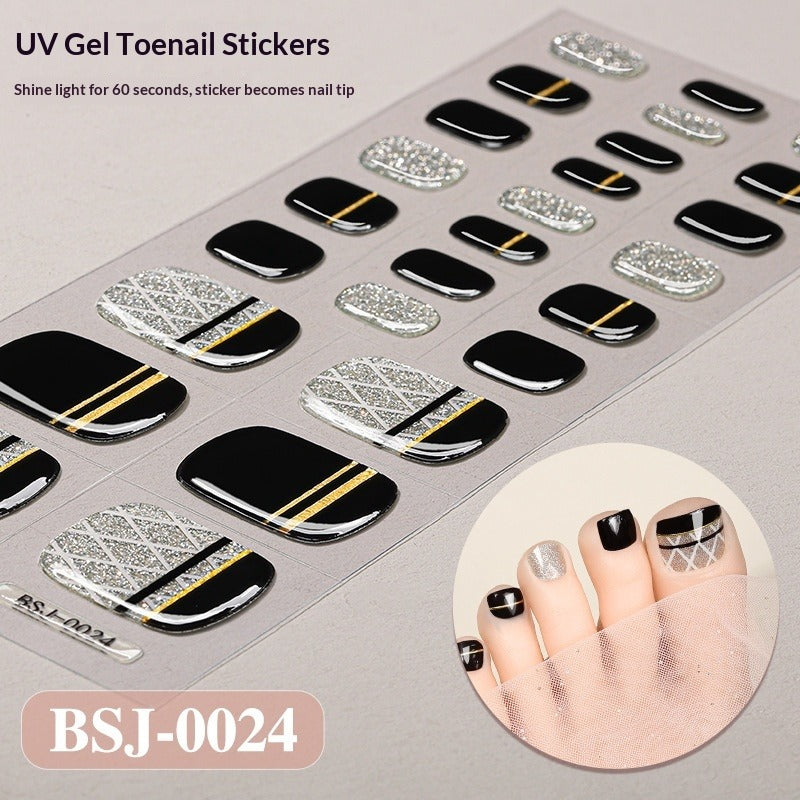 Semi-Cured Gel Nail Strips French Leopard 3D Foil Gradient Design (MOQ=3)