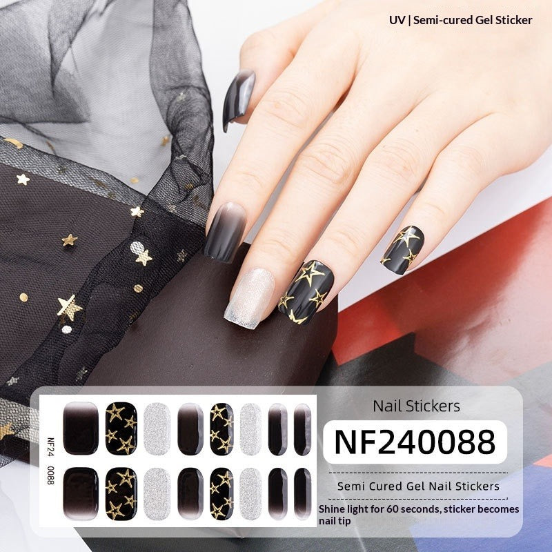 Semi-Cured Gel Nail Strips 3D Foil Glitter Glossy Design (MOQ=3)