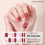 Semi-Cured Gel Nail Strips French Gradient Glitter Bow Glossy Design (MOQ=3)