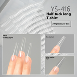 Nail Tips press on nails pads 240 pieces free of engraving and grinding, boxed long matte non-marking with scale lines and half-pasted fake nails