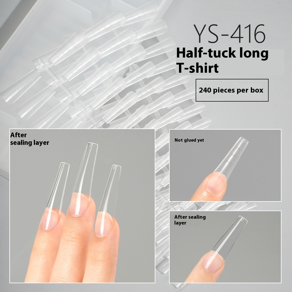 Nail Tips press on nails pads 240 pieces free of engraving and grinding, boxed long matte non-marking with scale lines and half-pasted fake nails