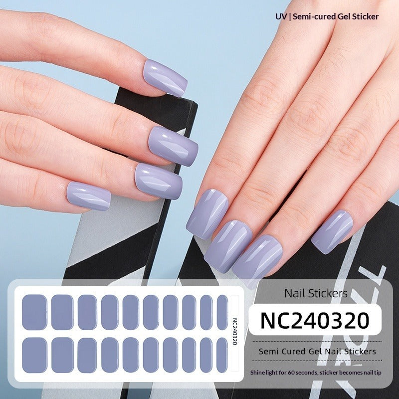 Semi-Cured Gel Nail Strips Minimal Solid Color Glossy Design (MOQ=3)