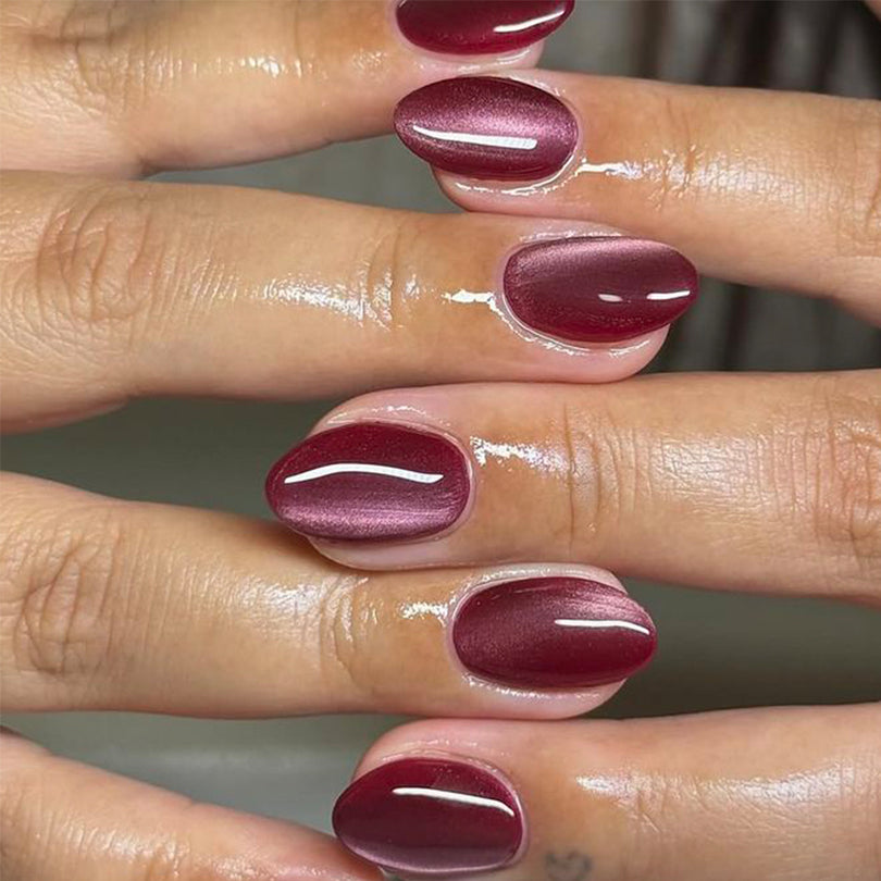 French Animal Print Glossy Brown Almond Short Press On Nails – Design 38