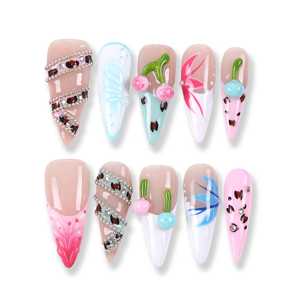 365Nails Summer Gelato Mix 3D Press-On Nails