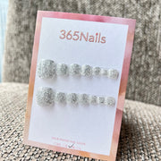 365nails: "galaxy silver glitter" – handmade press-on pedicure