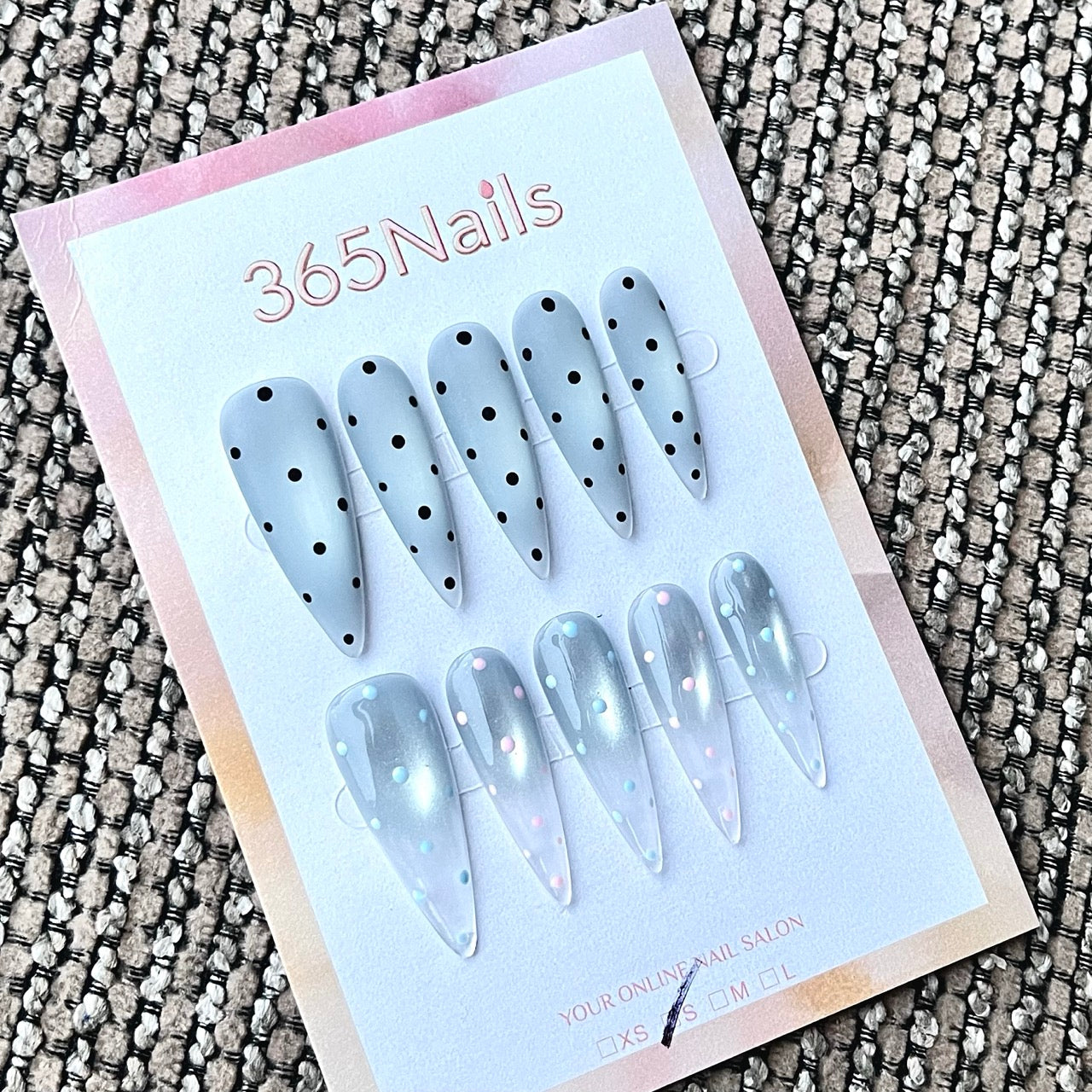 Light Blue Polka Dot & Jelly Stiletto Press-On Nails