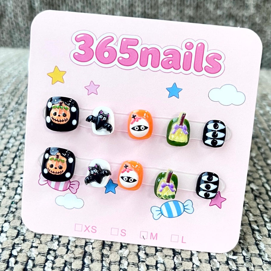 365nails: "Spooky Cuties" – 3D Halloween Character Handmade Short Square Nails
