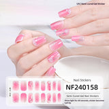 Semi-Cured Gel Nail Strips Summer Floral 3D Foil Pink Glossy Set (MOQ=3)