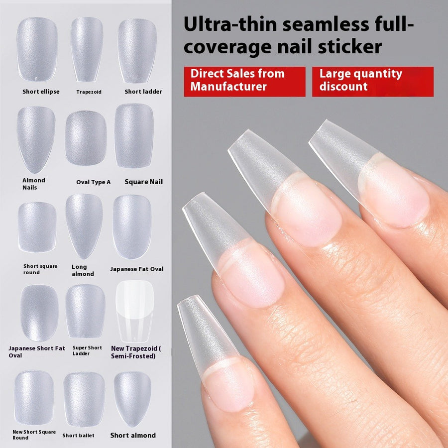 Matte Press-On Nail Pads, Transparent Oval Trapezoid Full-Cover No-Marking Patches, 240 Pieces (MOQ=3)