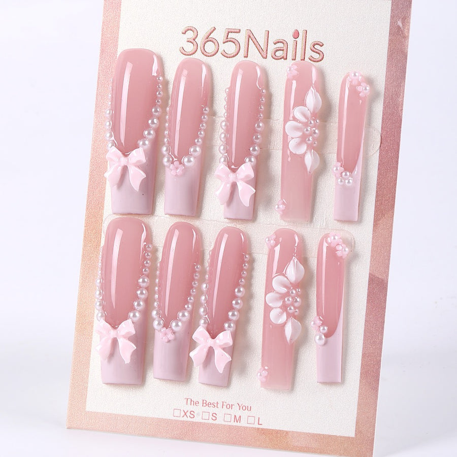 Série Blushing Pearl — ongles press-on ( MOQ=5pcs )