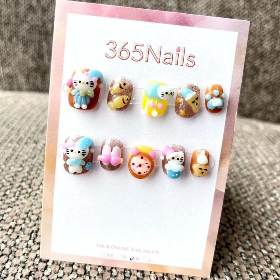 365nails: "Little Friends Picnic" – 3D Cartoon Short Square Nails