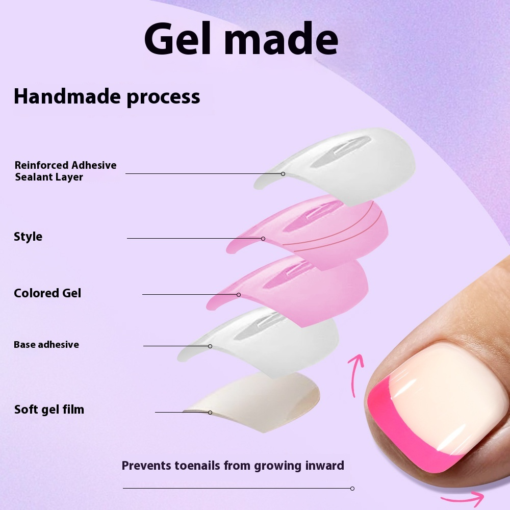 press on nails and toe advanced  French foot nail simple and seamless fuel injection full sticker 120 finished nail pads