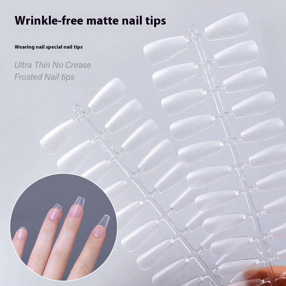Nail Tips Transparent nail piece wholesale 30 pieces, full number, light and thin, full sticker, trapezoidal non-marking, wear-free patch, frosted nail piece
