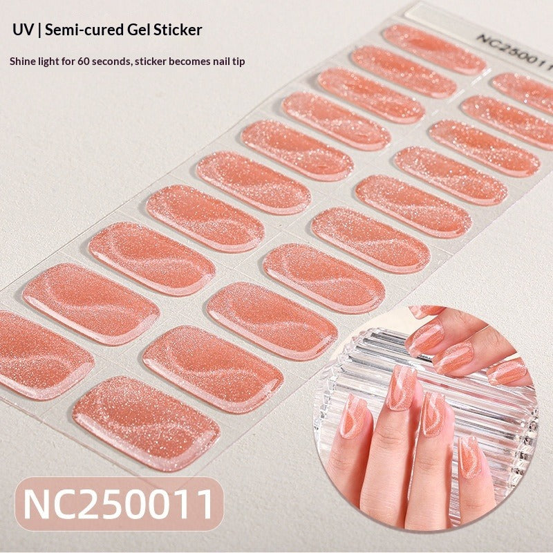 Semi-Cured Gel Nail Strips Spotlight Cat Eye Glossy Design (MOQ=3)