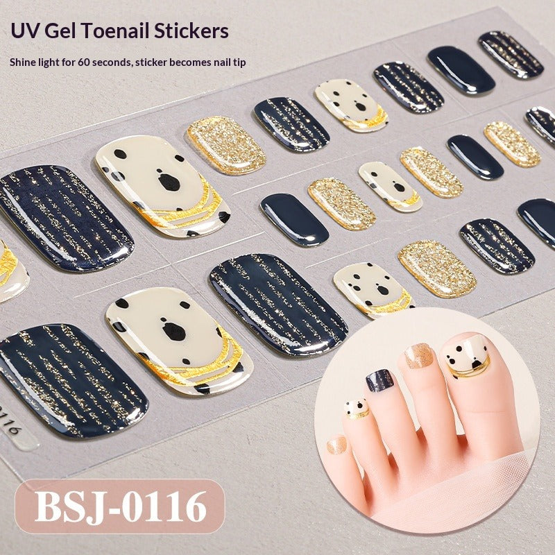 Semi-Cured Gel Nail Strips French Leopard 3D Foil Gradient Design (MOQ=3)